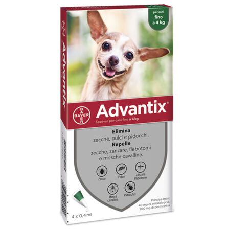 ADVANTIX SPOT ON*soluz 4 pipette 0,4 ml 40 mg + 200 mg cani fino a 4 Kg image not present
