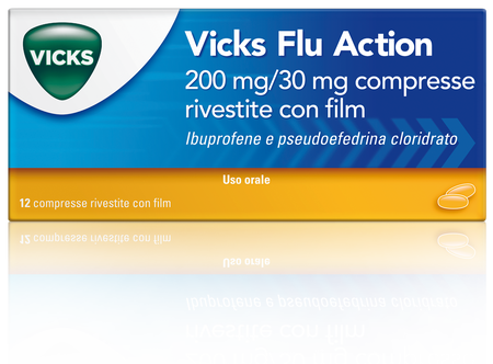 VICKS FLU ACTION*12 cpr riv 200 mg + 30 mg image not present