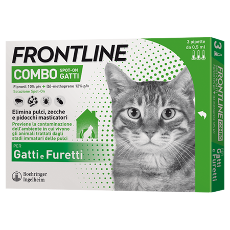 FRONTLINE COMBO SPOT-ON GATTI*soluz 3 pipette 0,5 ml 50 mg + 60 mg gatti e furetti image number null