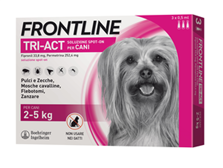 FRONTLINE TRI-ACT*spot-on soluz 3 pipette 0,5 ml 33,38 mg + 252,4 mg cani da 2 a 5 Kg image not present