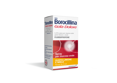NEOBOROCILLINA GOLA DOLORE*1 flaconcino spray mucosa orale 15 ml 0,25% limone e miele image not present