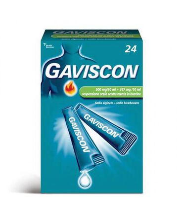 GAVISCON*24 bust orale sosp 500 mg/10 ml + 267 mg/10 ml menta image not present