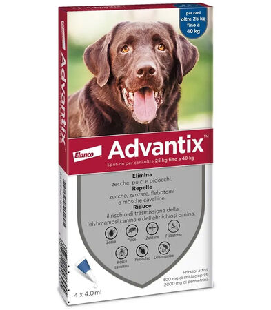 ADVANTIX SPOT ON*soluz 4 pipette 4 ml 400 mg + 2.000 mg cani da 25 a 40 Kg image not present