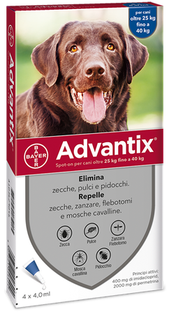 ADVANTIX SPOT ON*soluz 4 pipette 4 ml 400 mg + 2.000 mg cani da 25 a 40 Kg image not present