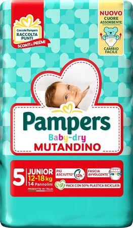PAMPERS BABY DRY PANNOLINO MUTANDINA JUNIOR SMALL PACK 14 PEZZI image not present