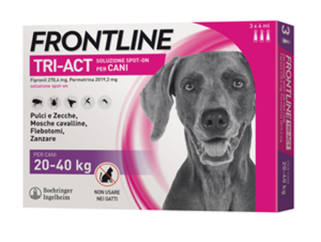 FRONTLINE TRI-ACT*spot-on soluz 3 pipette 4 ml 274,4 mg + 2.019,2 mg cani da 20 a 40 Kg image not present