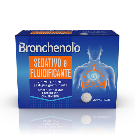 BRONCHENOLO SEDATIVO E FLUIDIFICANTE*20 pastiglie 7,5 mg + 55 mg menta image not present