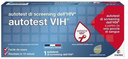 AUTOTEST VIH SCREENING DELL'HIV CONTIENE 1 AUTOTEST + SOLUZIONE + BISTURI + CEROTTO + GARZA + SALVIETTA DISINFETTANTE image not present