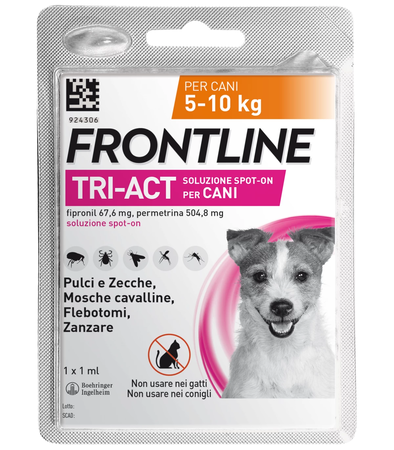 FRONTLINE TRI-ACT*spot-on soluz 1 pipetta 1 ml 504,8 mg + 67,6 mg cani da 5 a 10 Kg image not present