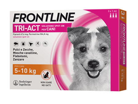 FRONTLINE TRI-ACT*spot-on soluz 3 pipette 1 ml 504,8 mg + 67,6 mg cani da 5 a 10 Kg image not present