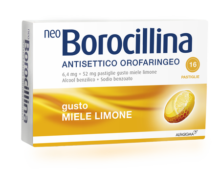 NEOBOROCILLINA ANTISETTICO OROFARINGEO*16 pastiglie 6,4 mg + 52 mg limone image not present