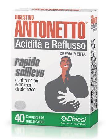 DIGESTIVO ANTONETTO ACIDITA' E REFLUSSO CREMA ALLA MENTA 40 COMPRESSE MASTICABILI image not present