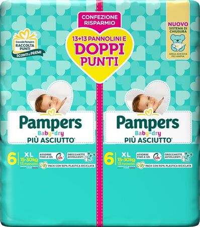 PAMPERS BABY DRY PANNOLINO DUO DOWNCOUNT XL 26 PEZZI image not present
