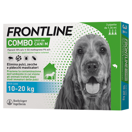 FRONTLINE COMBO SPOT-ON CANI M*soluz 3 pipette 1,34 ml 134 mg + 120,6 mg cani da 10 a 20 Kg image not present