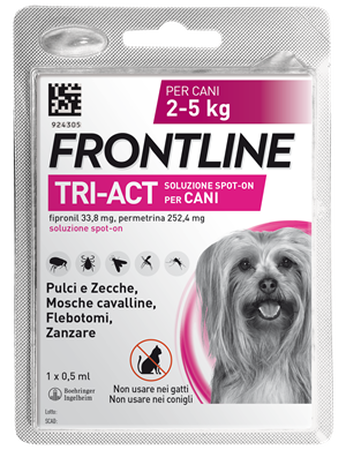FRONTLINE TRI-ACT*spot-on soluz 1 pipetta 0,5 ml 33,38 mg + 252,4 mg cani da 2 a 5 kg image not present