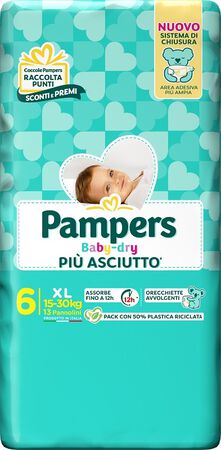 PAMPERS BABY DRY PANNOLINO DOWNCOUNT XL 13 PEZZI image not present