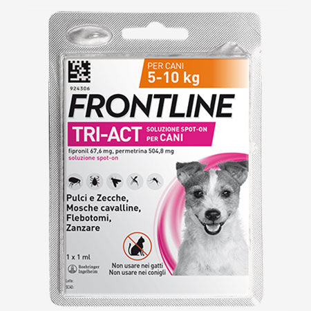 FRONTLINE TRI-ACT*spot-on soluz 1 pipetta 1 ml 504,8 mg + 67,6 mg cani da 5 a 10 Kg image not present