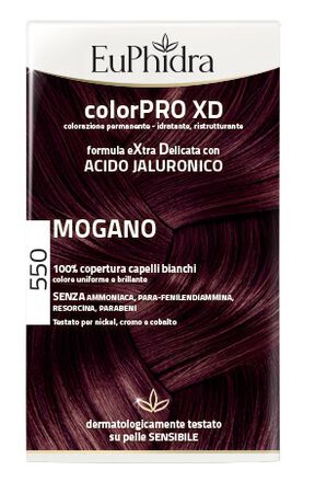EUPHIDRA COLORPRO XD 550 MOGANO GEL COLORANTE CAPELLI IN FLACONE + ATTIVANTE + BALSAMO + GUANTI image not present