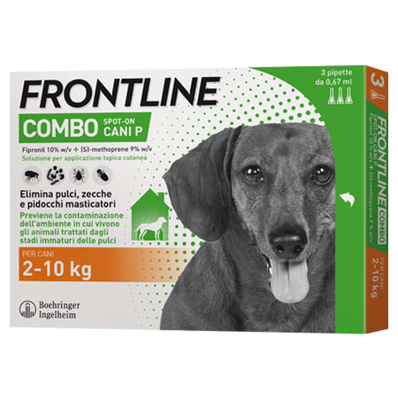 FRONTLINE COMBO SPOT-ON CANI P*soluz 3 pipette 0,67 ml 67 mg + 60,3 mg cani da 2 a 10 Kg image not present