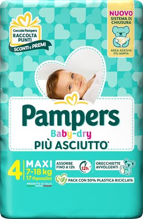 PAMPERS BABY DRY PANNOLINO DOWNCOUNT MAXI 17 PEZZI image not present